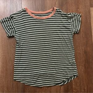 Madewell Striped Short Sleeve Tee - Green and White